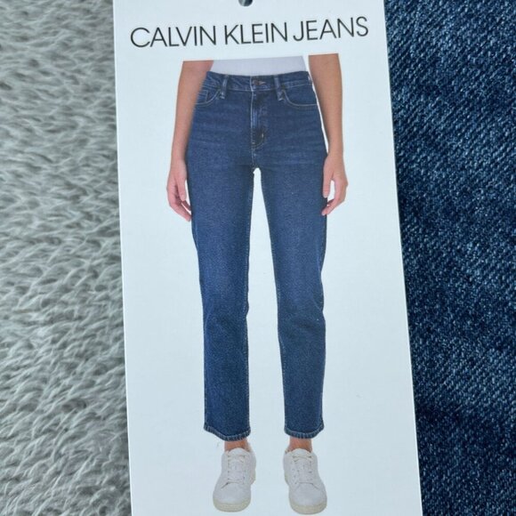 Calvin Klein Womens Straight-Leg High Rise Dark Wash Jeans NWT 0862 - Picture 2 of 11